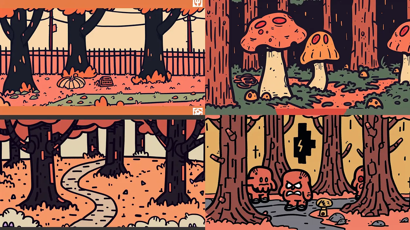 Autumnal Hues in Stylized Woodland Fantasy - Midjourney sref style