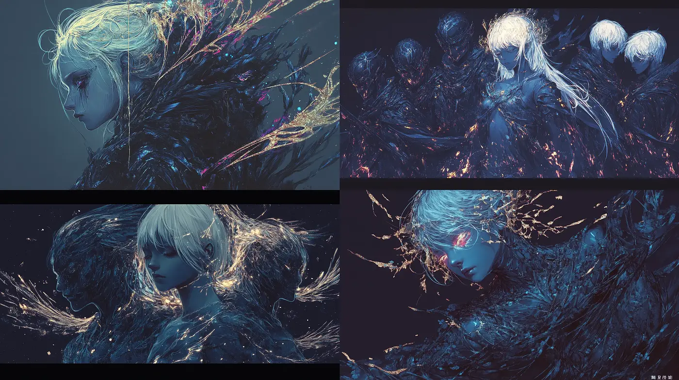 Ethereal Midnight Dreamscapes with Luminous Contrasts - Midjourney sref style