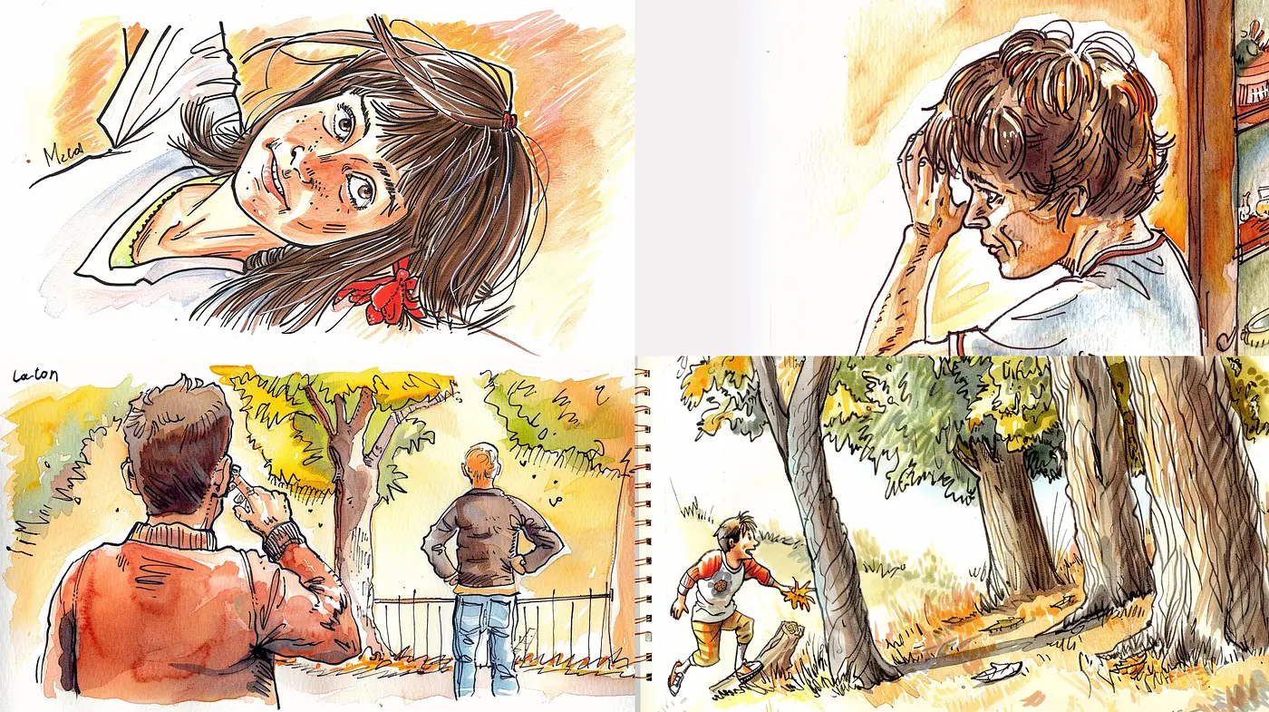 Warm Hues and Nostalgic Sketchbook Expressions - Midjourney sref style
