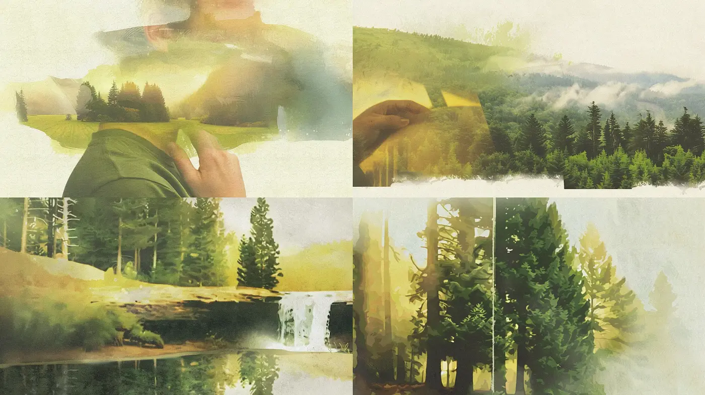 Serene Watercolor Nature Vistas - Midjourney sref style