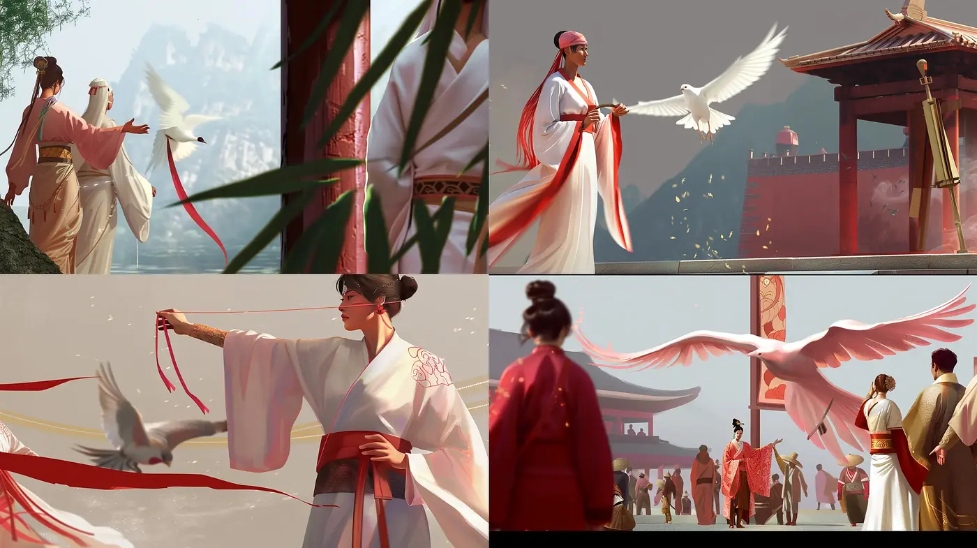 Ethereal Elegance in Cinematic Serenity: A Harmonious Blend of Traditional Asian Aesthetics - Midjourney sref style