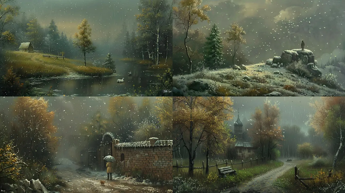 Whispers of Time: A Harmonious Blend of Sepia Tones and Impressionist Textures - Midjourney sref style