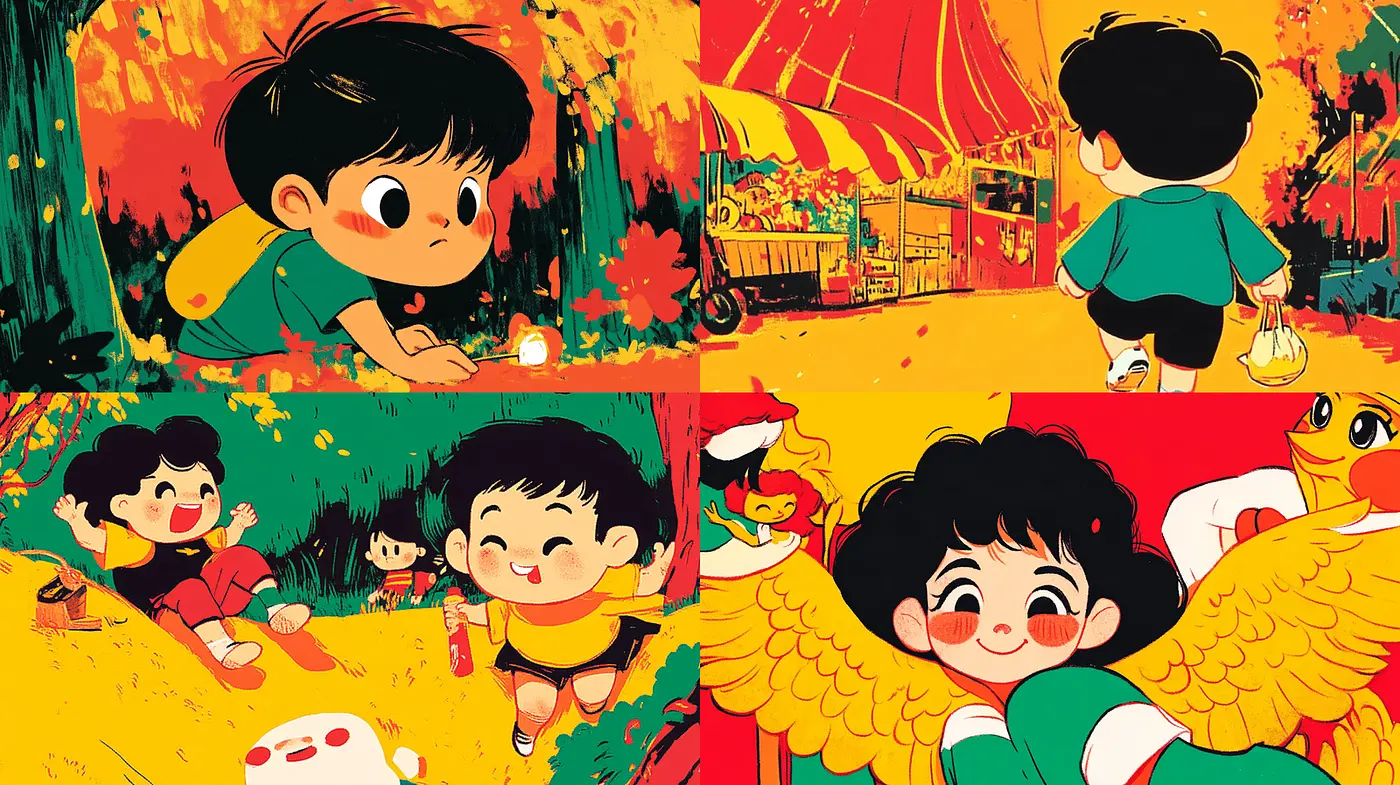 Vibrant and Whimsical Cartoon Style with a Playful Atmosphere - Midjourney sref style