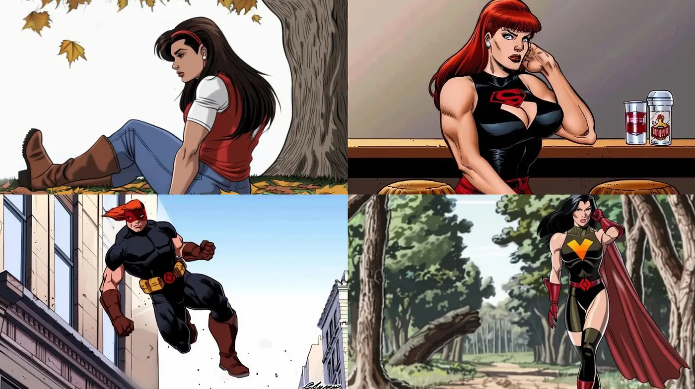 Consistent Comic Book Elegance with a Modern Twist - Midjourney sref style