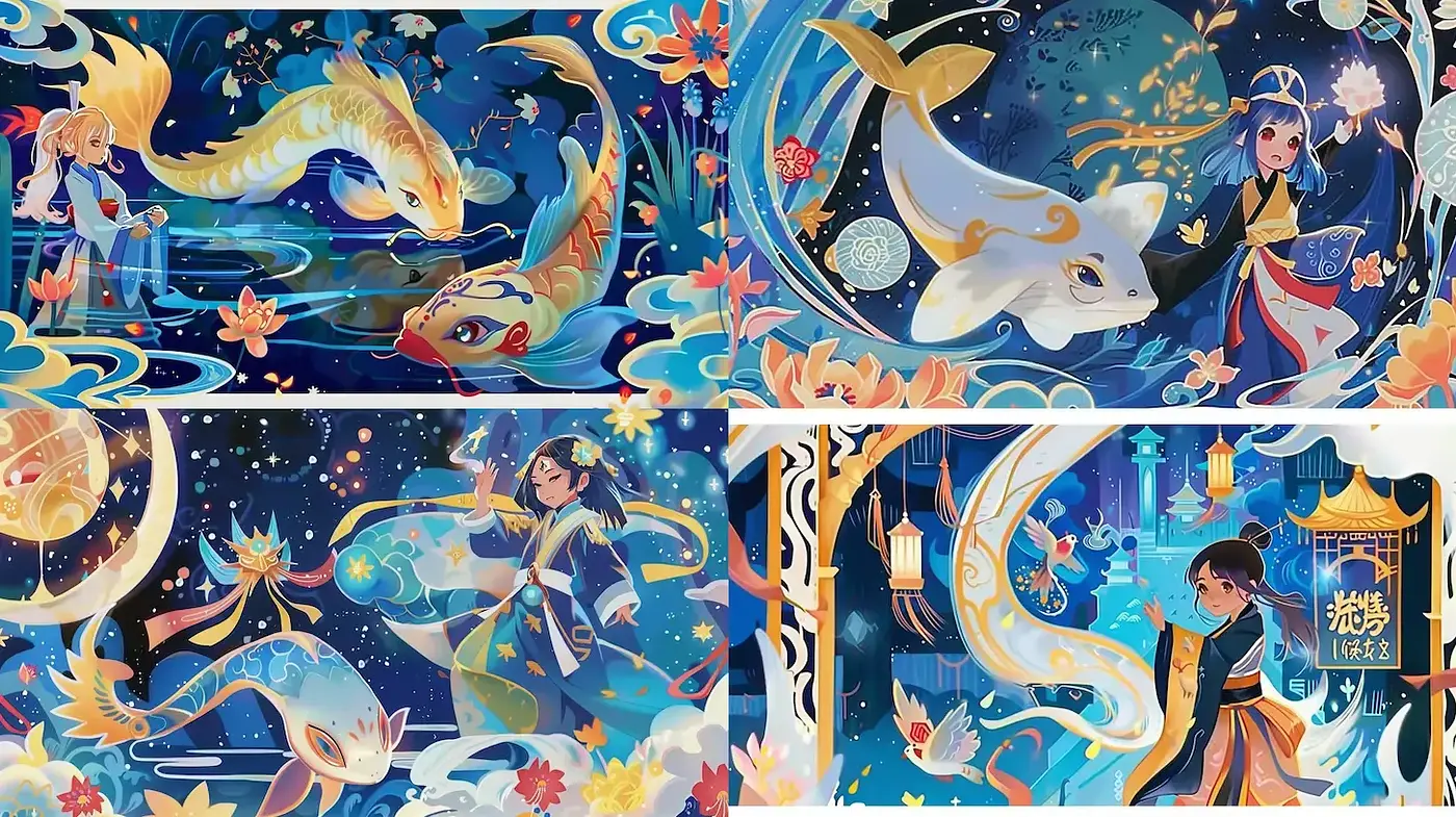 Cohesive Vibrant Fantasy with East Asian Influences - Midjourney sref style
