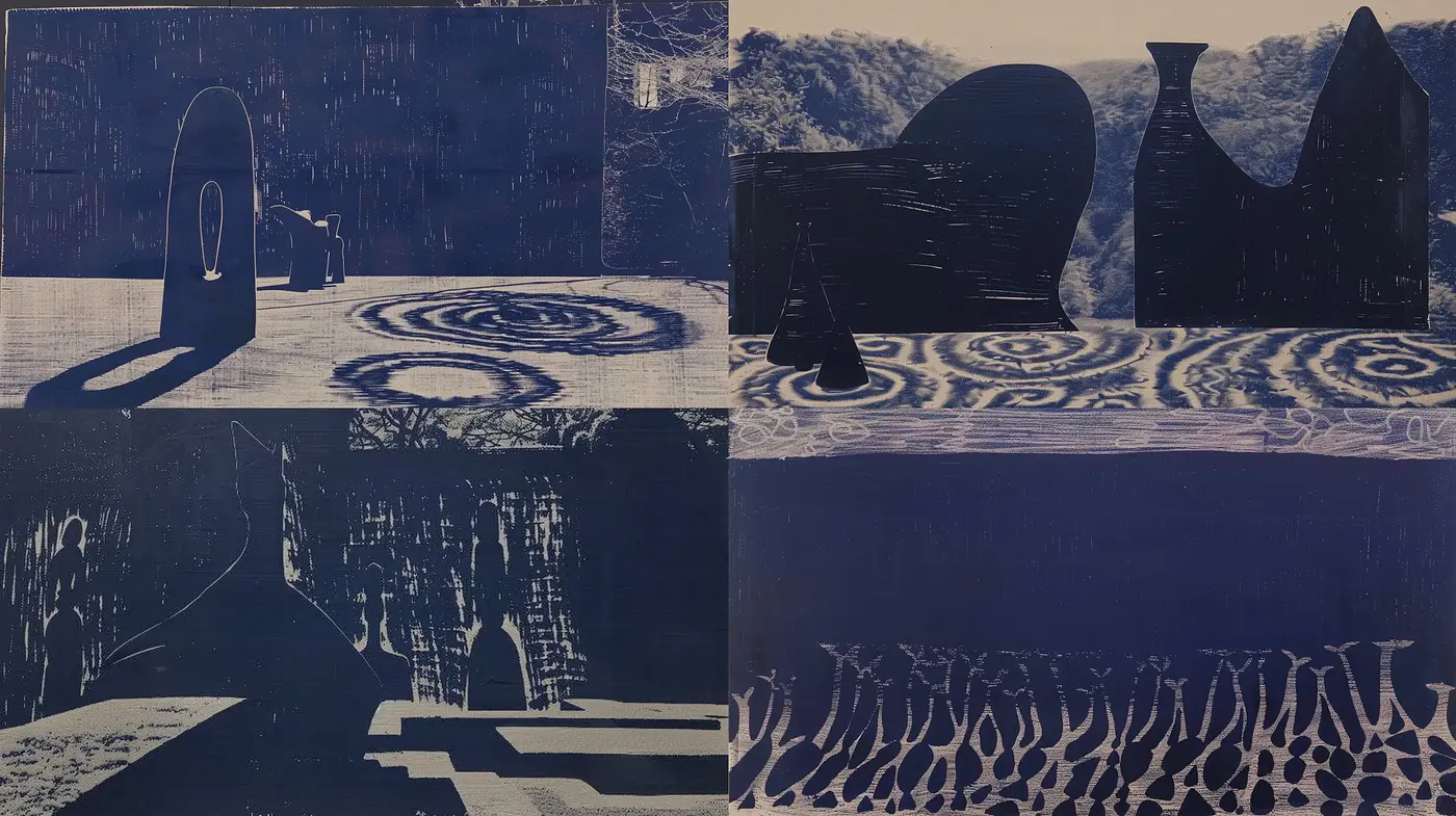 Monochromatic Abstract Shadows and Textures - Midjourney sref style