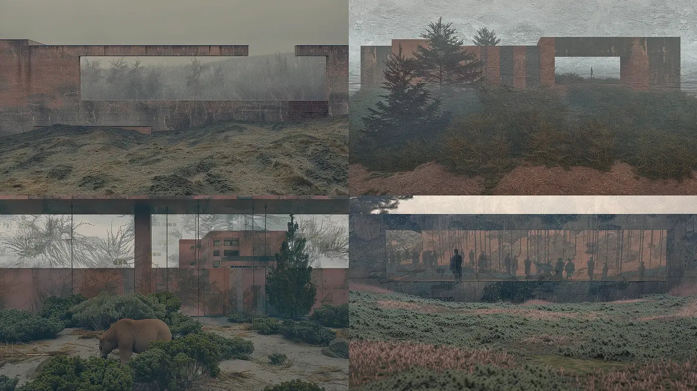 Muted Earth Tones in Ethereal Landscape Interpretations - Midjourney sref style