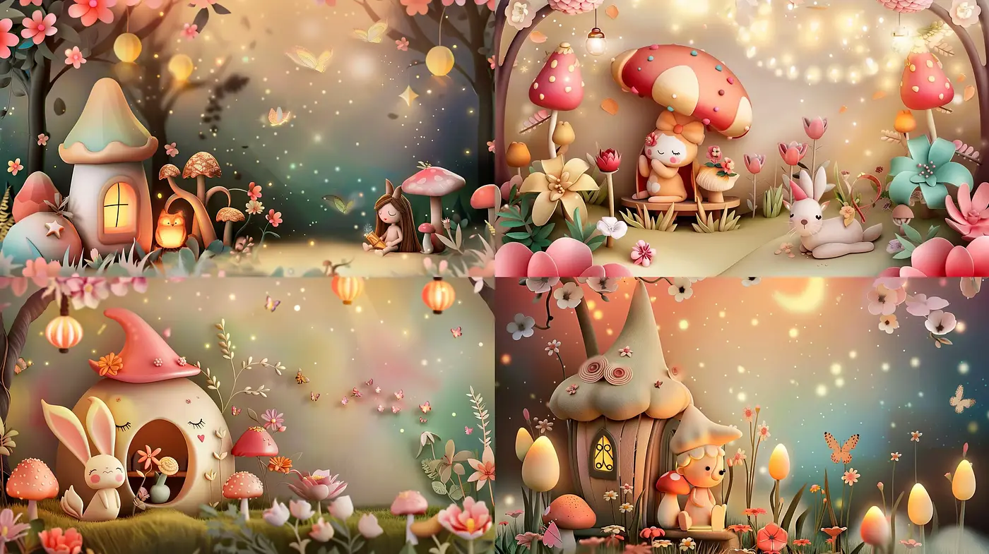 Enchanted Storybook Harmonies: A Whimsical Fusion of Fairy Tale Charm and Lush Digital Artistry - Midjourney sref style