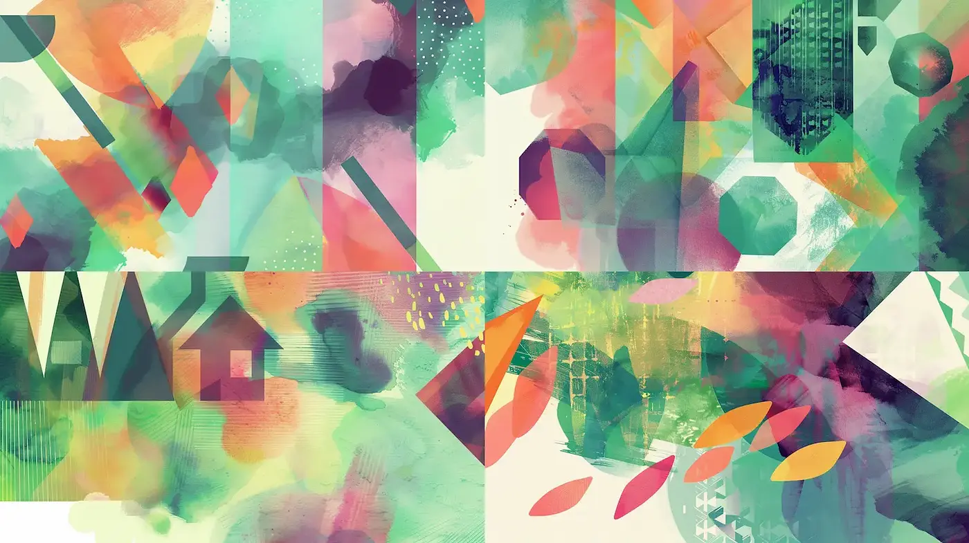 Vibrant Abstract Watercolor with Geometric Influences - Midjourney sref style