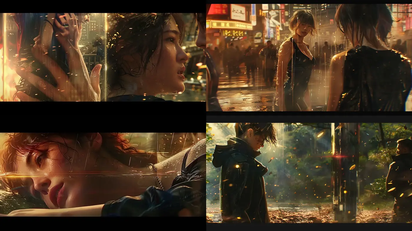 Cinematic Rain Soaked Nightscape - Midjourney sref style