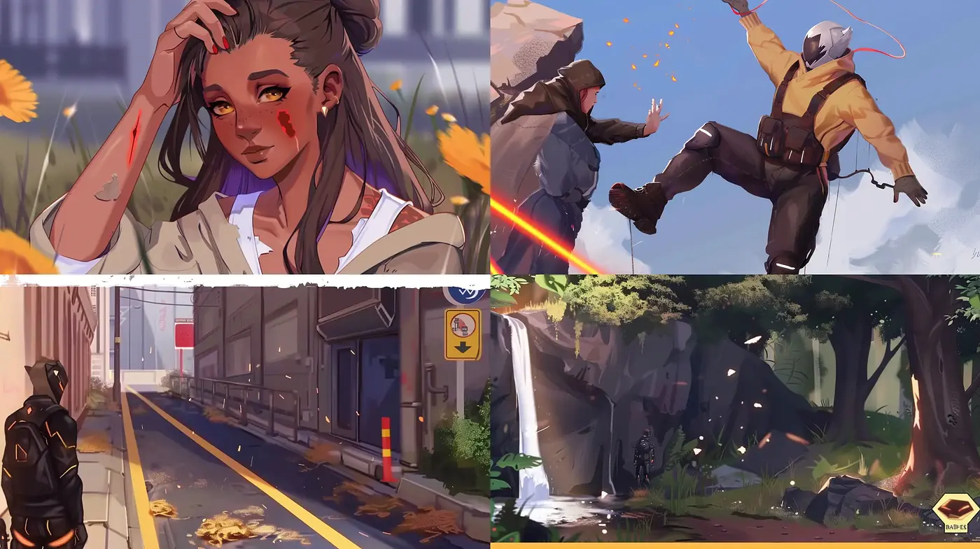 Harmonized Dynamic Illustration Style with Vibrant Adventure Hues - Midjourney sref style
