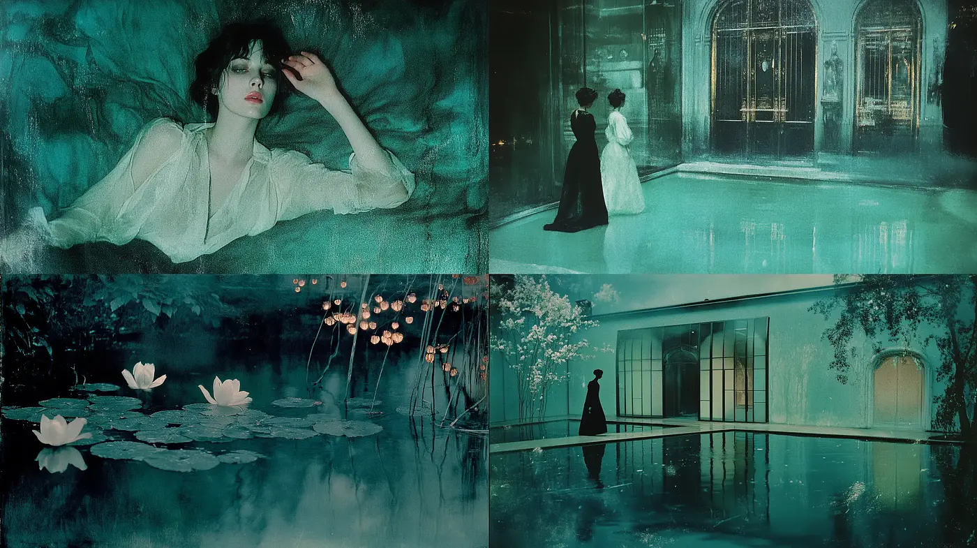 Ethereal Nocturnes in Cobalt Tones - Midjourney sref style
