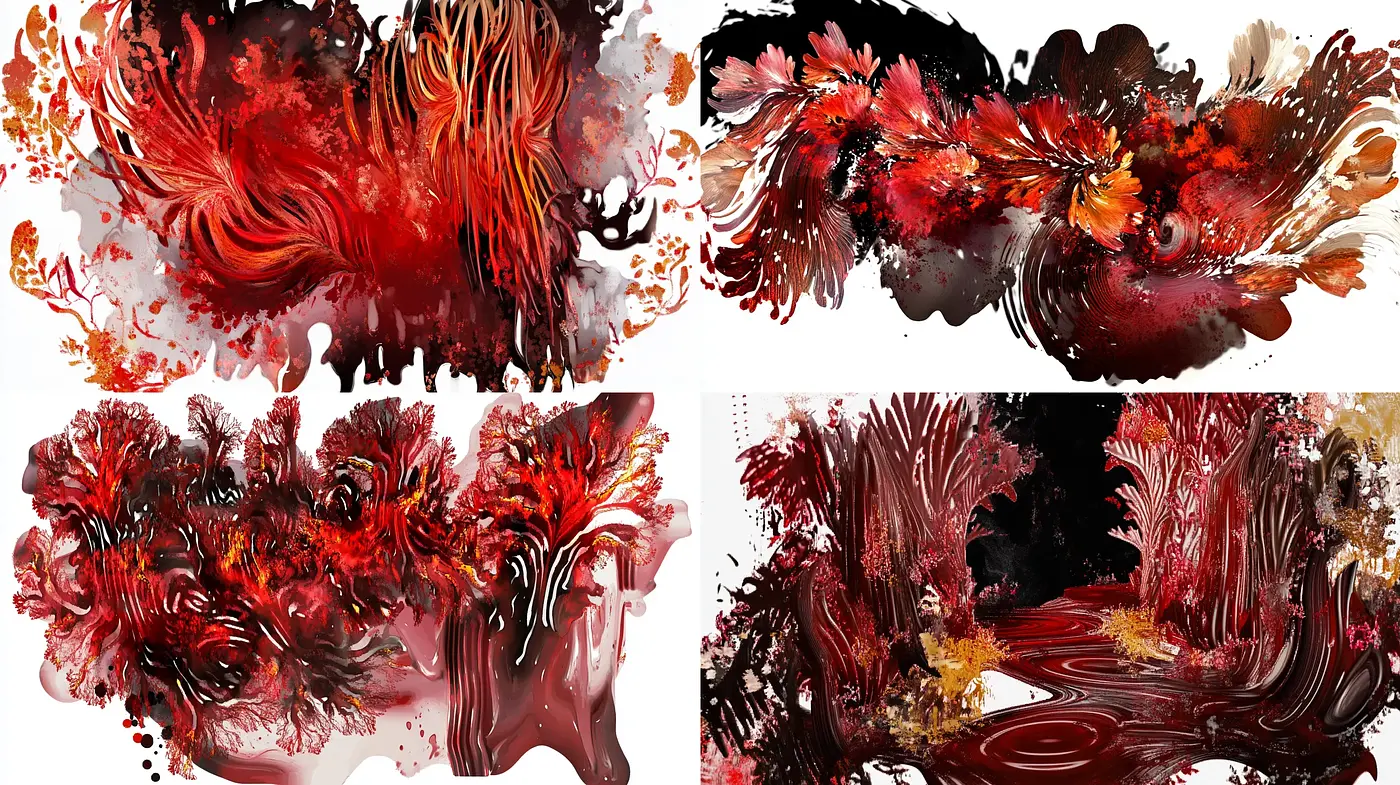 Abstract Expressionist Blaze - A Torrent of Fiery Palettes and Dynamic Swirls - Midjourney sref style