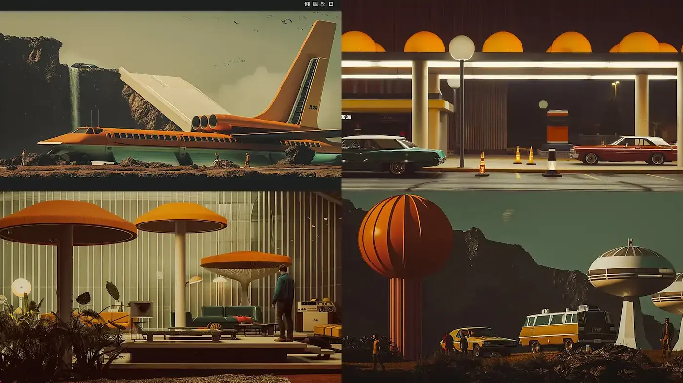 Mid-century modern inspirations with a whimsical, nostalgic touch - Midjourney sref style