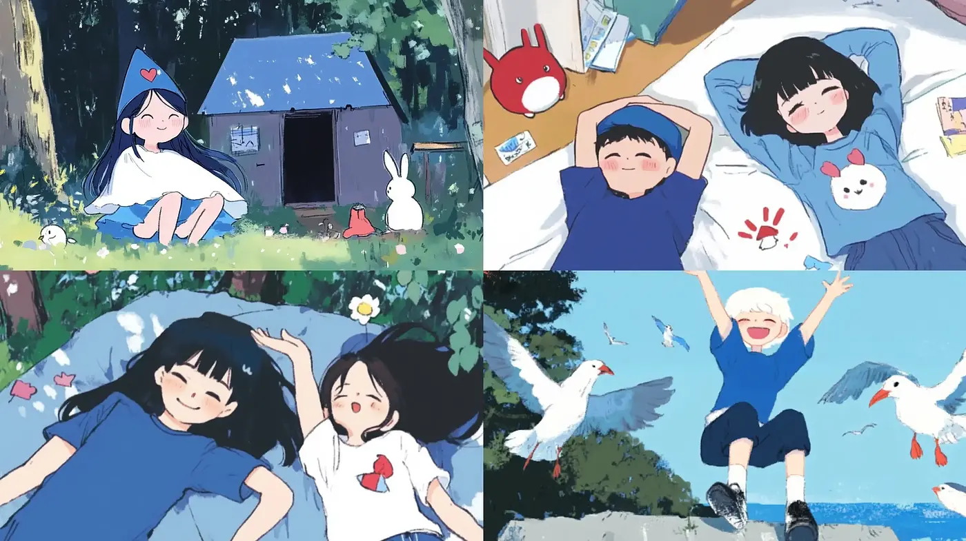 Whimsical Anime-Inspired Illustrative Storybook Vignettes - Midjourney sref style