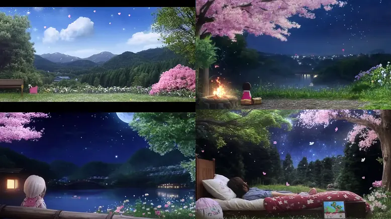 Charming and Serene Anime Landscapes with Whimsical Elements