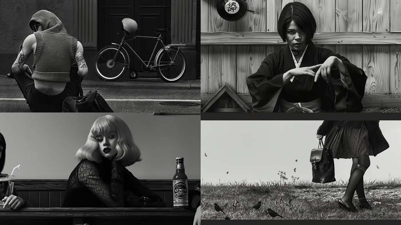 Monochromatic Elegance: A Fusion of Modern and Traditional in Grayscale - Midjourney sref style