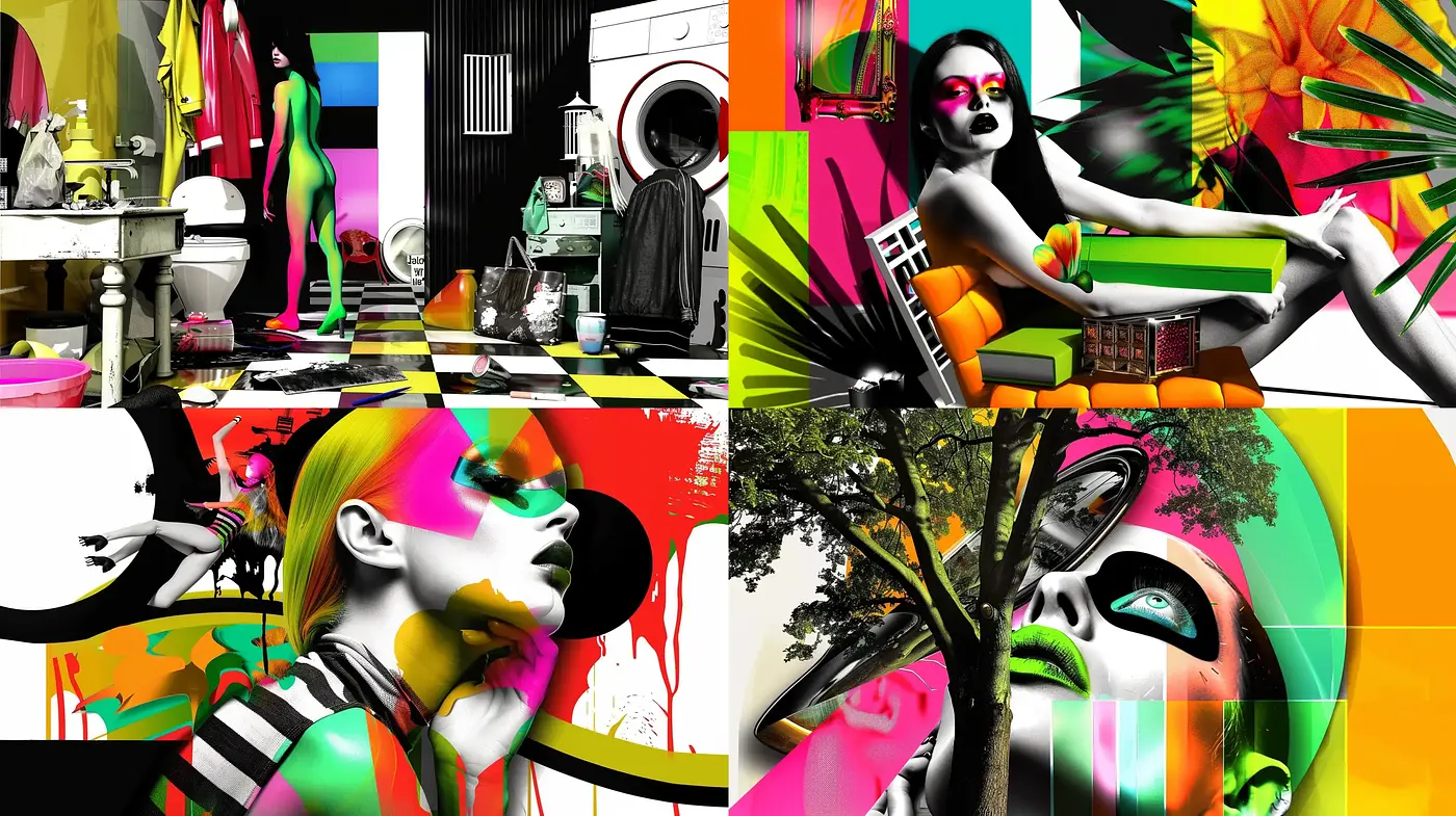 Energetic Pop Art Fusion with Vibrant Surreal Undertones - Midjourney sref style