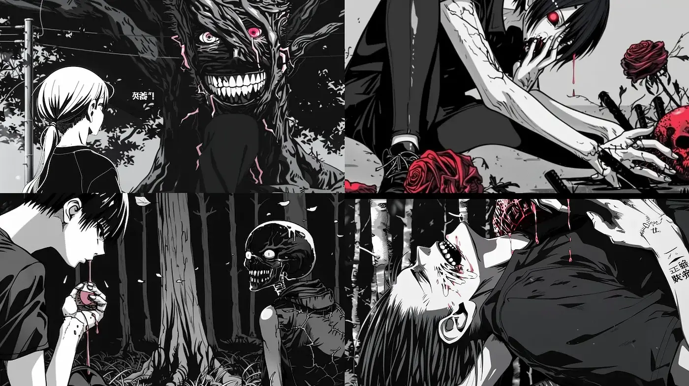 Dark and Intense Illustrative Style with Elements of Horror and Emotion - Midjourney sref style