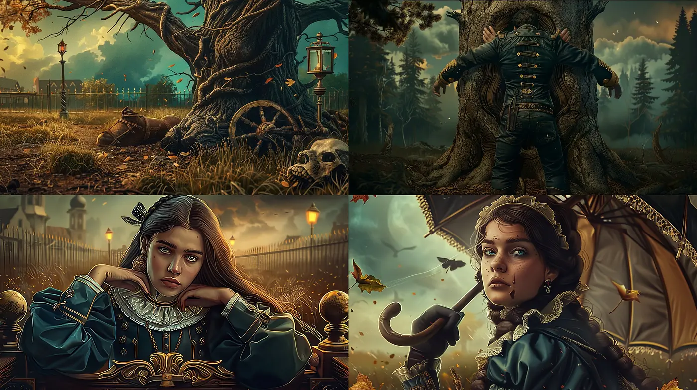 Ethereal Twilight: A Meld of Enigmatic Fantasy and Victorian Elegance - Midjourney sref style