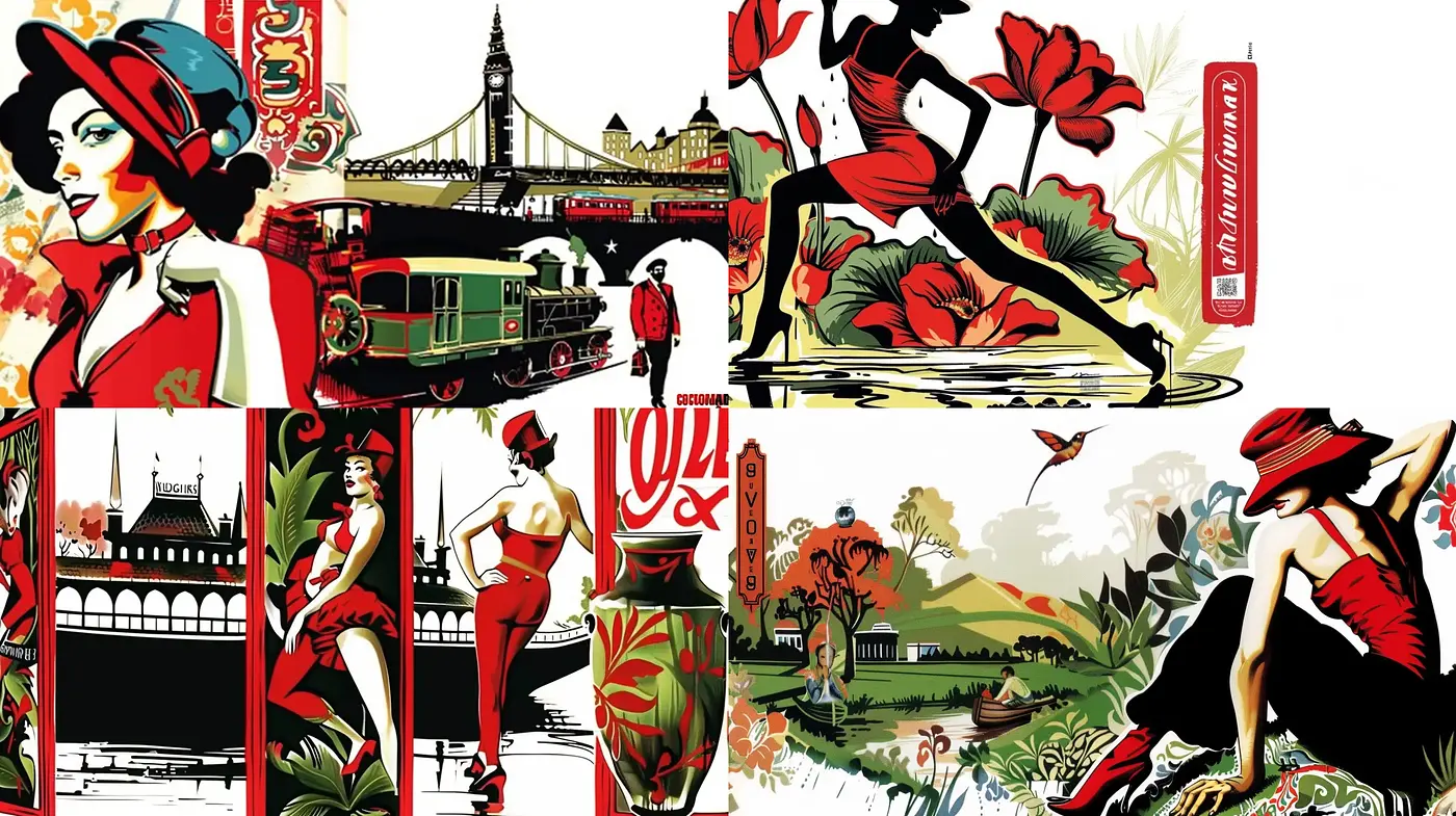 Vibrant Vintage Art Deco Fusion with a Modern Twist - Midjourney sref style
