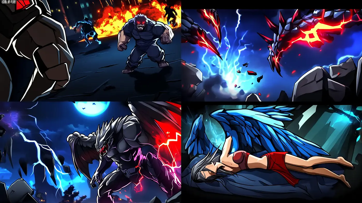 Energetic Dynamic Anime-Inspired Visuals with Neon Highlights - Midjourney sref style