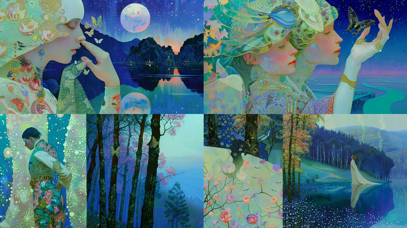 Ethereal Moonlit Dreamscape: A Fusion of Nature and Whimsy - Midjourney sref style
