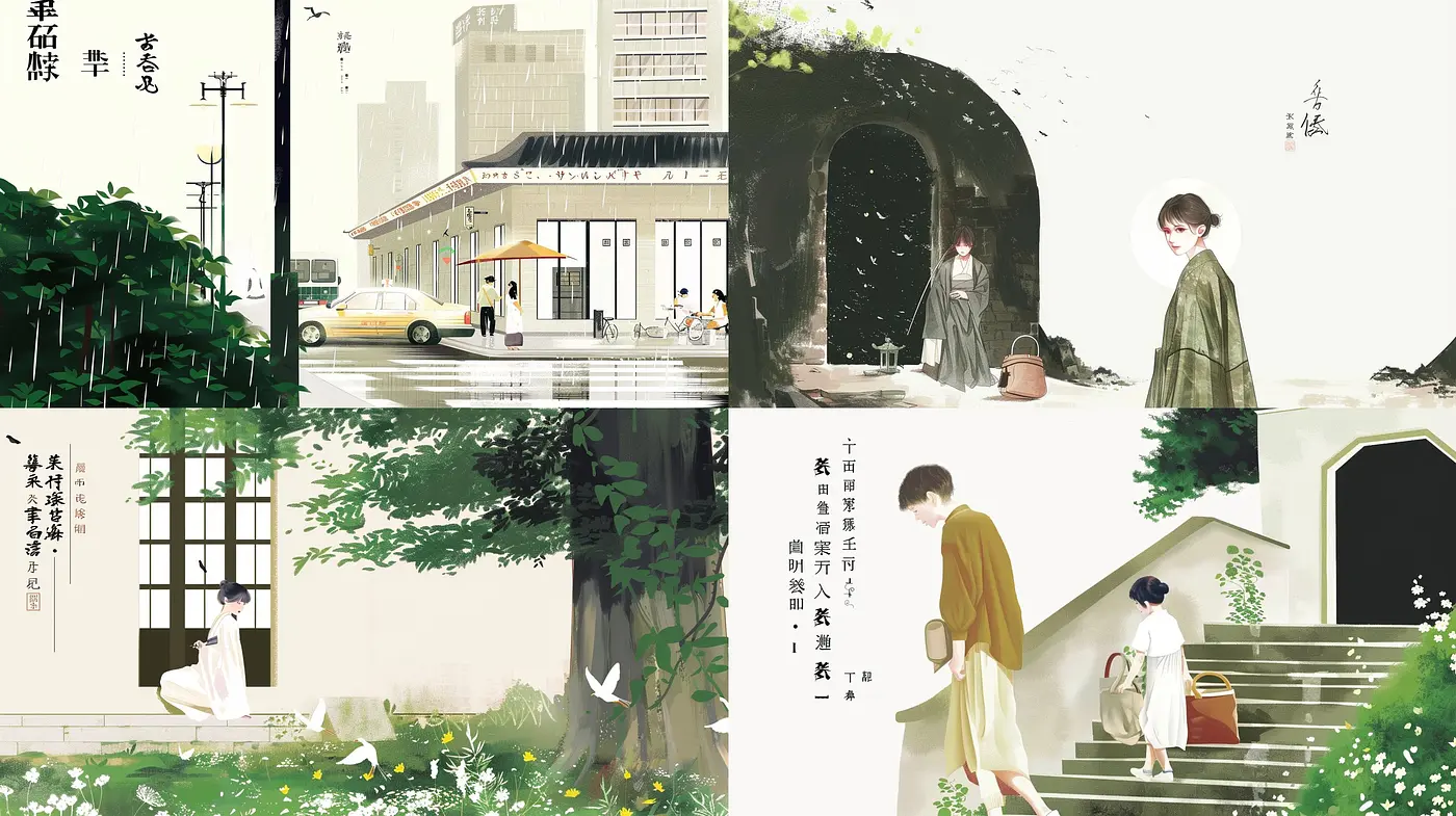 Tranquil Visions of Serenity: A Contemporary Homage to Traditional East Asian Watercolors - Midjourney sref style