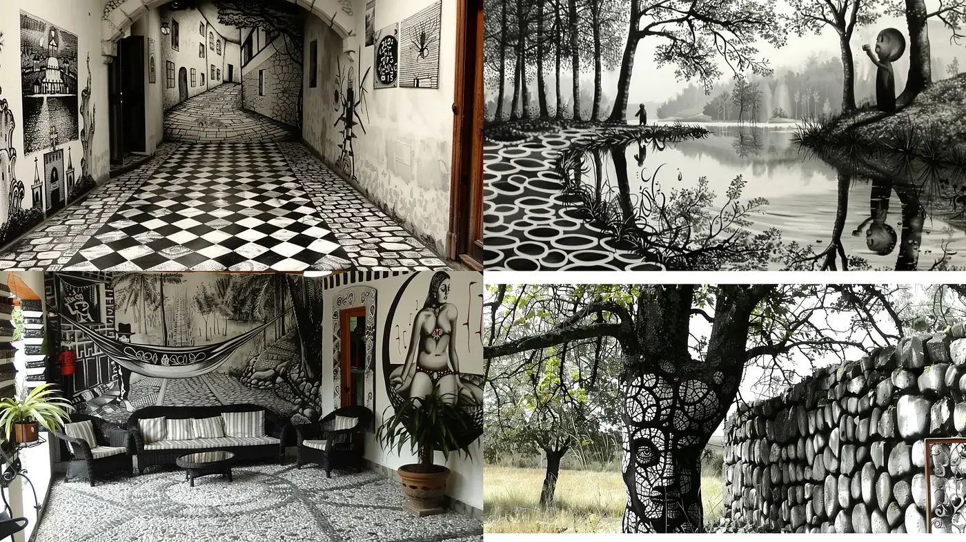 Monochromatic Surrealism with Ethereal Overtones - Midjourney sref style