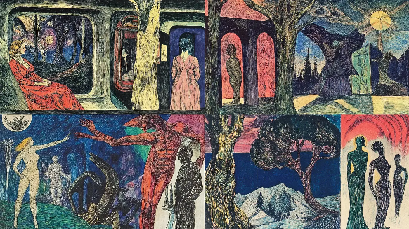 Ethereal Nocturne: A Tapestry of Dreamlike Textures and Melancholic Hues - Midjourney sref style