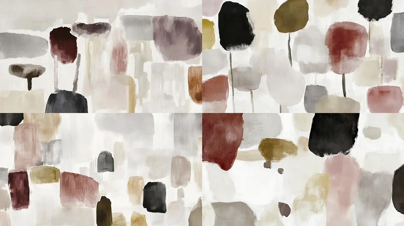 Abstract Brushwork Harmony in Earthy Tones - Midjourney sref style