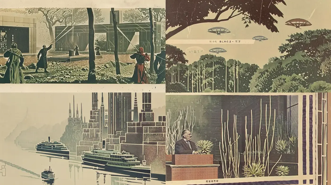 Futuristic Yet Nostalgic: An Exploration of Past Visions of Tomorrow - Midjourney sref style