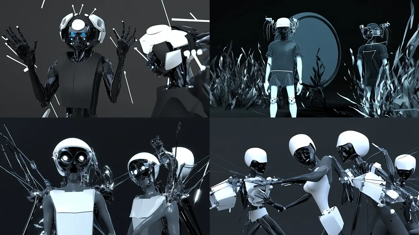Futuristic Noir Robotics with Monochrome Aesthetics - Midjourney sref style