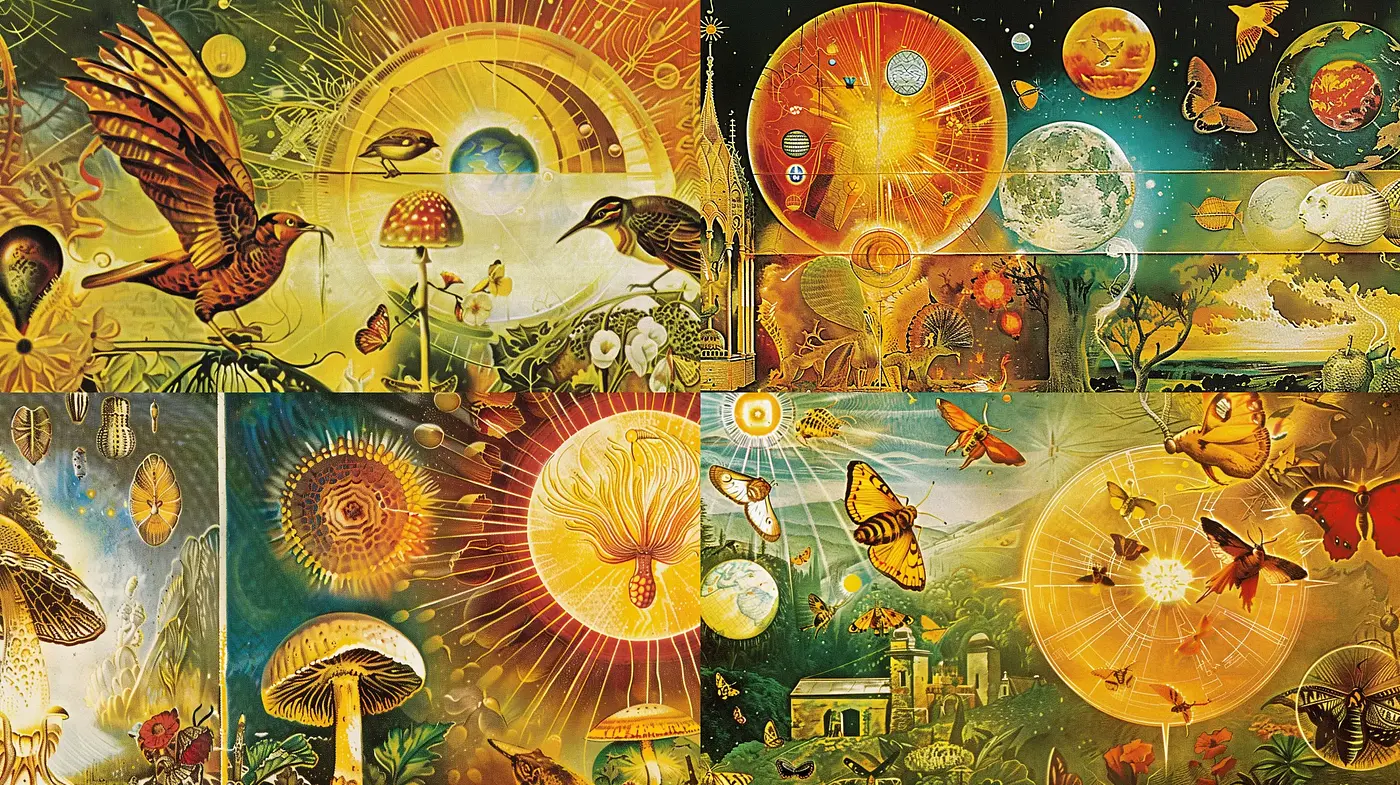 Kaleidoscopic Natural Symphony with Surreal Overtones - Midjourney sref style