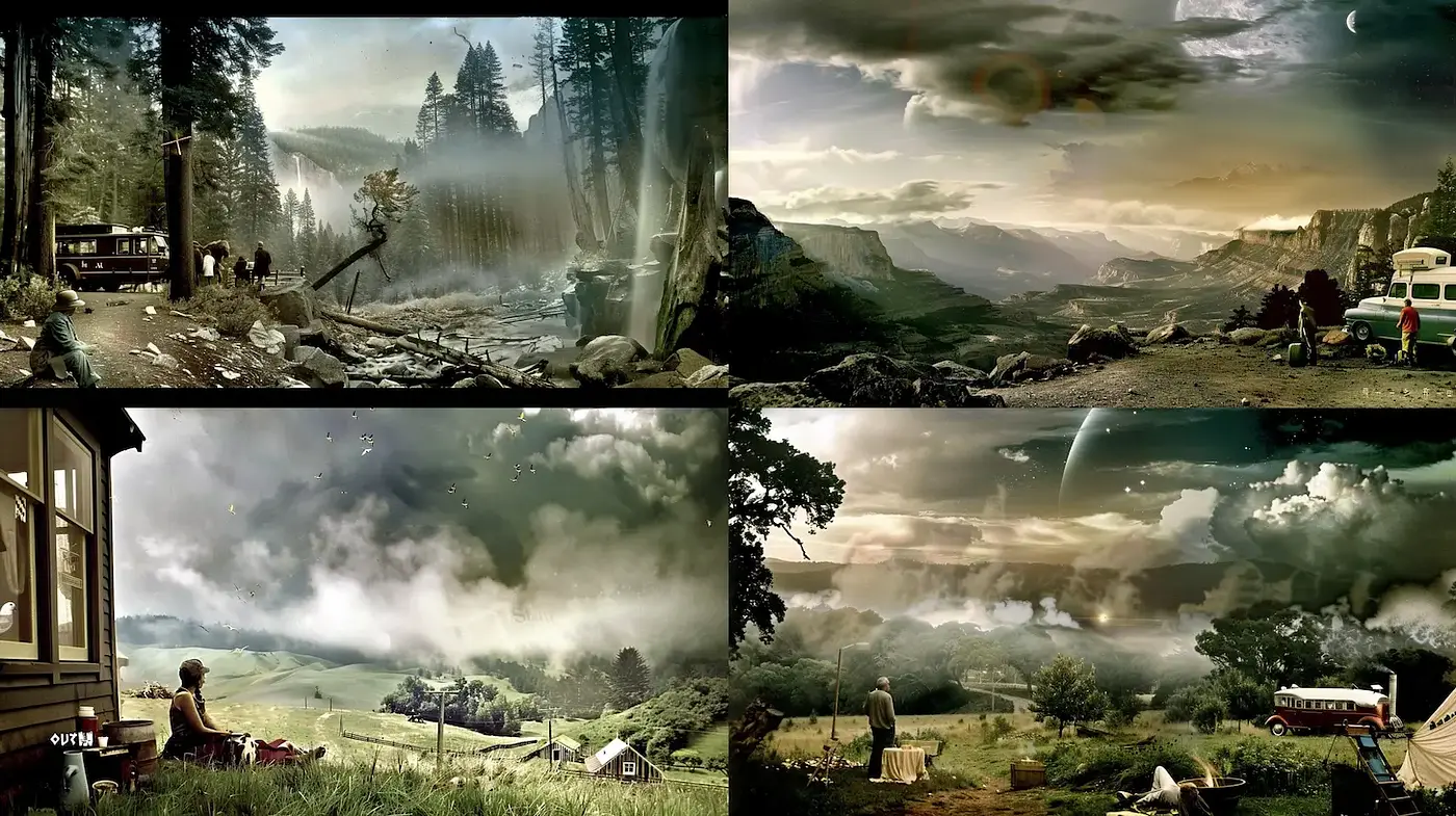 Surreal Landscape Imagery with a Cinematic Perspective - Midjourney sref style