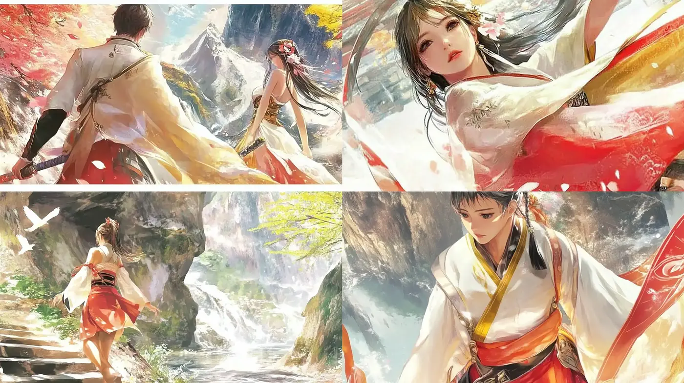 Ethereal Brushstrokes in a Mythical Eastern Landscape - Midjourney sref style