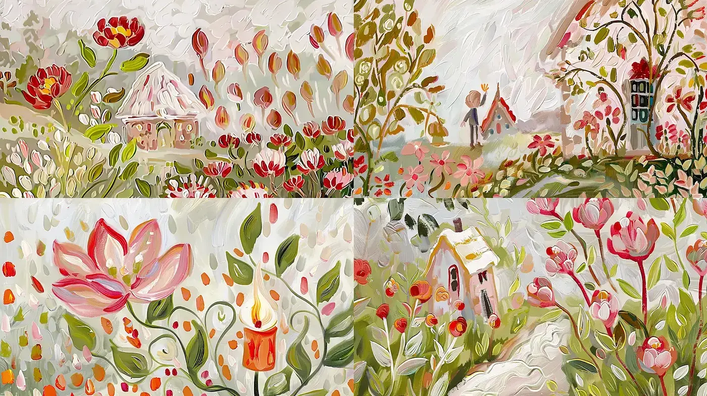 Whimsical Botanical Brushwork Harmony - Midjourney sref style