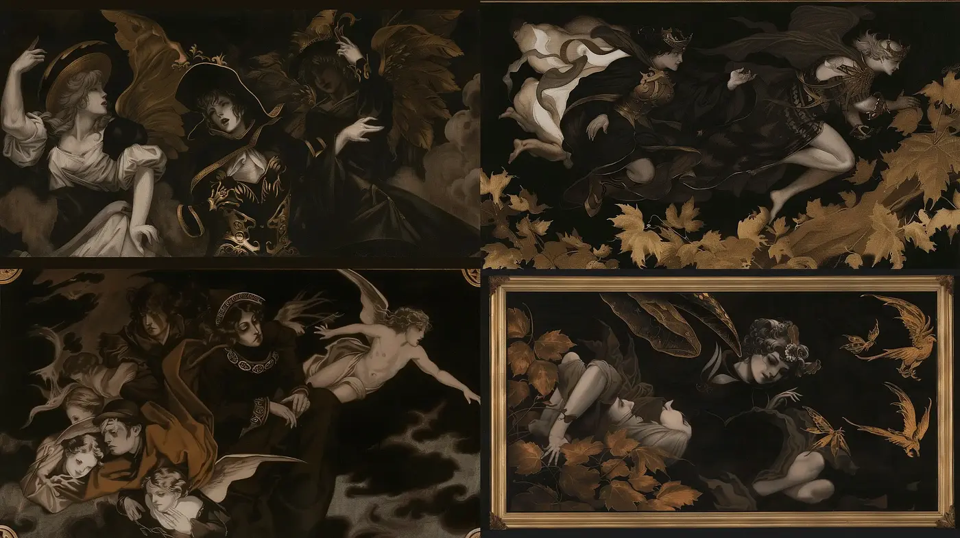 Baroque Nocturne: A Modern Digital Homage - Midjourney sref style