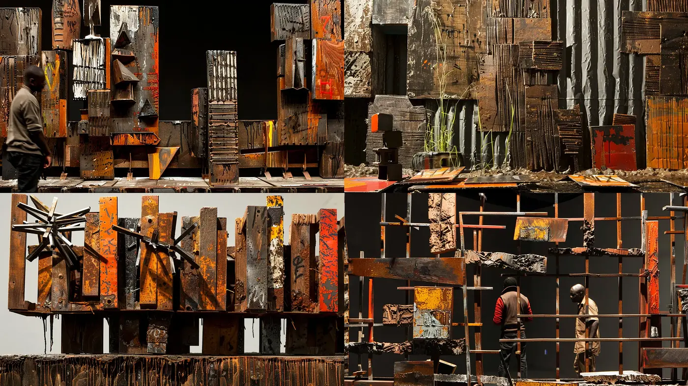 Industrial Erosion: Textured Artistry in Sepia and Rust - Midjourney sref style