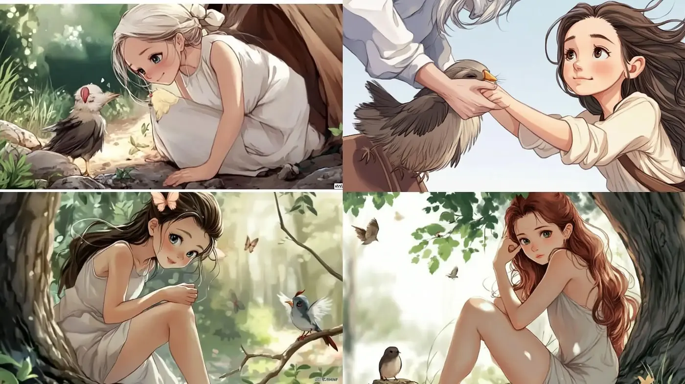 Whimsical Nature and Serene Femininity: A Touch of East Asian Digital Painting - Midjourney sref style