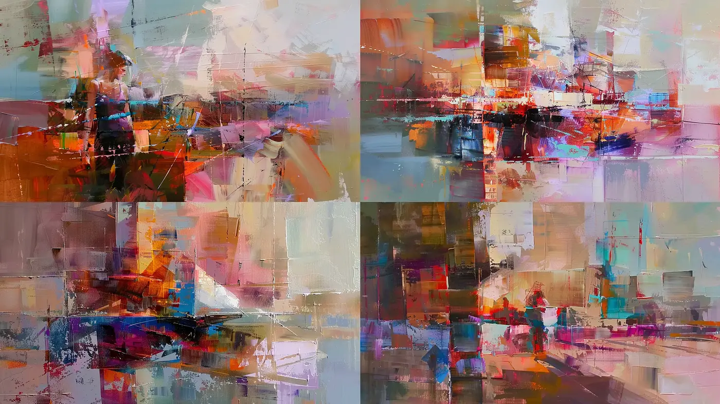 Abstract Harmony in Dynamic Brushstrokes - Midjourney sref style