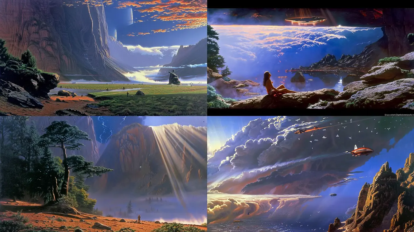 Ethereal Vistas: A Homage to Classic Sci-Fi Imagery - Midjourney sref style