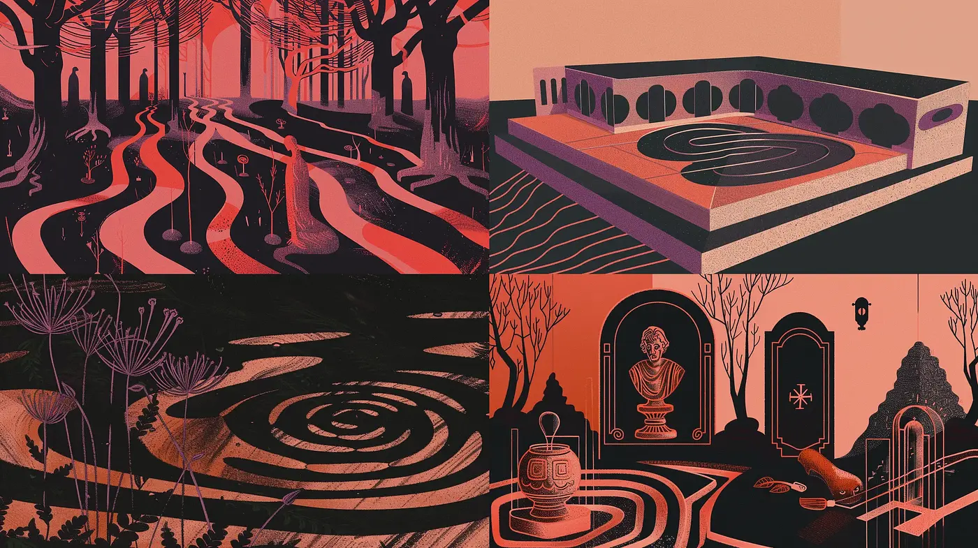 Ethereal Scarlet Dreamscapes: A Study in Monochromatic Surrealism - Midjourney sref style