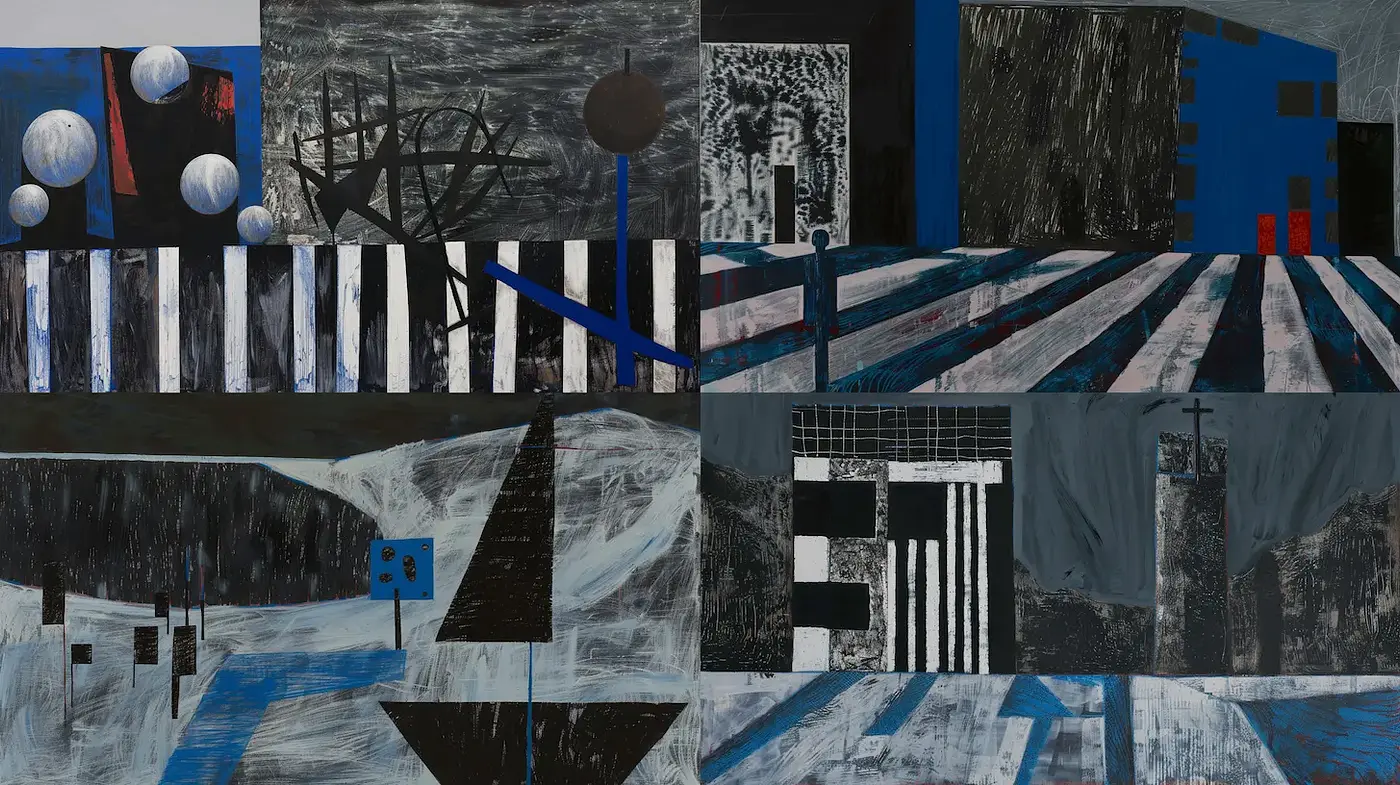 Abstract Composition with Geometric Forms and Monochromatic Palette - Midjourney sref style
