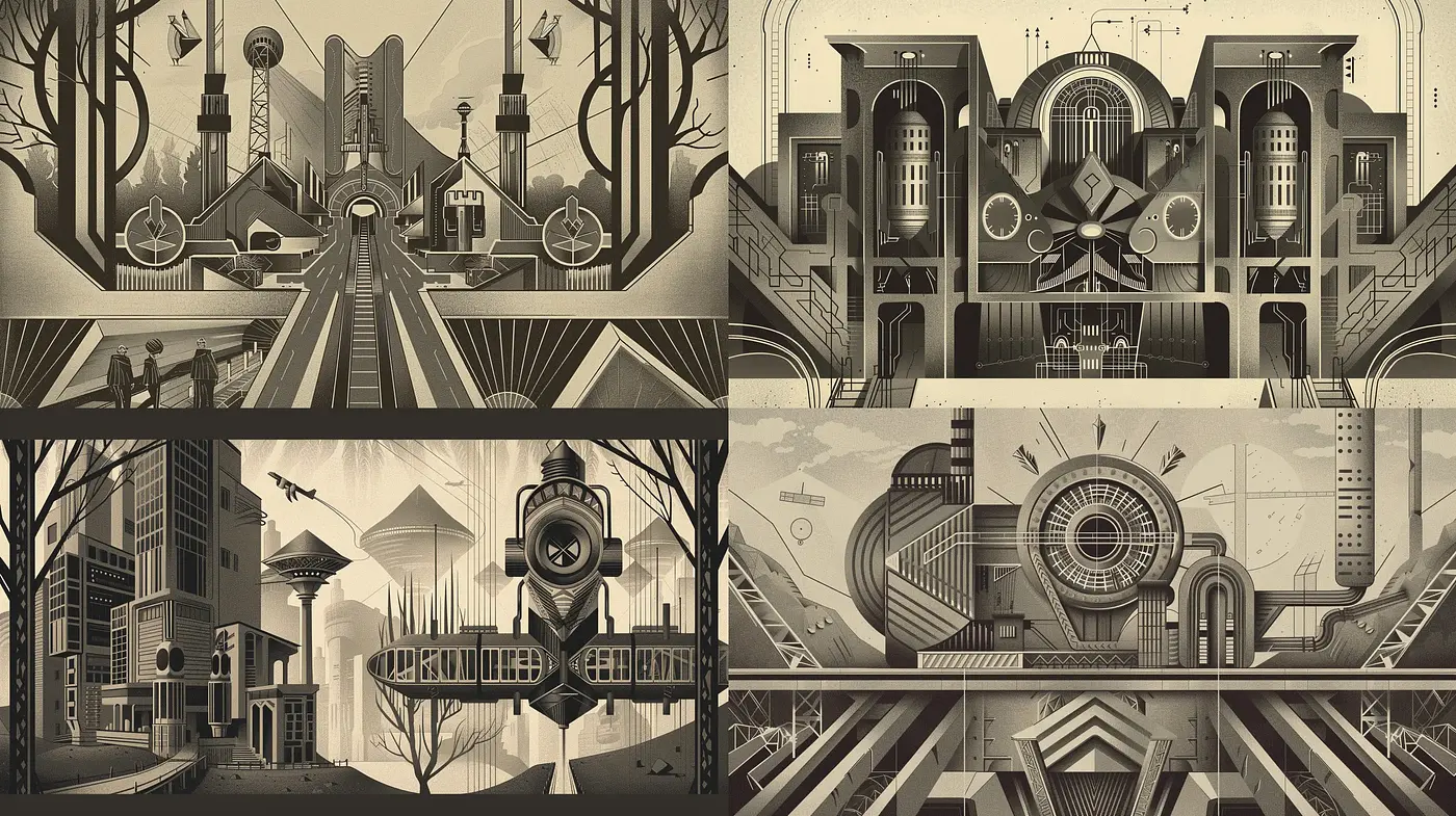 Monochrome Metropolis: An Homage to Vintage Futuristic Illustration - Midjourney sref style