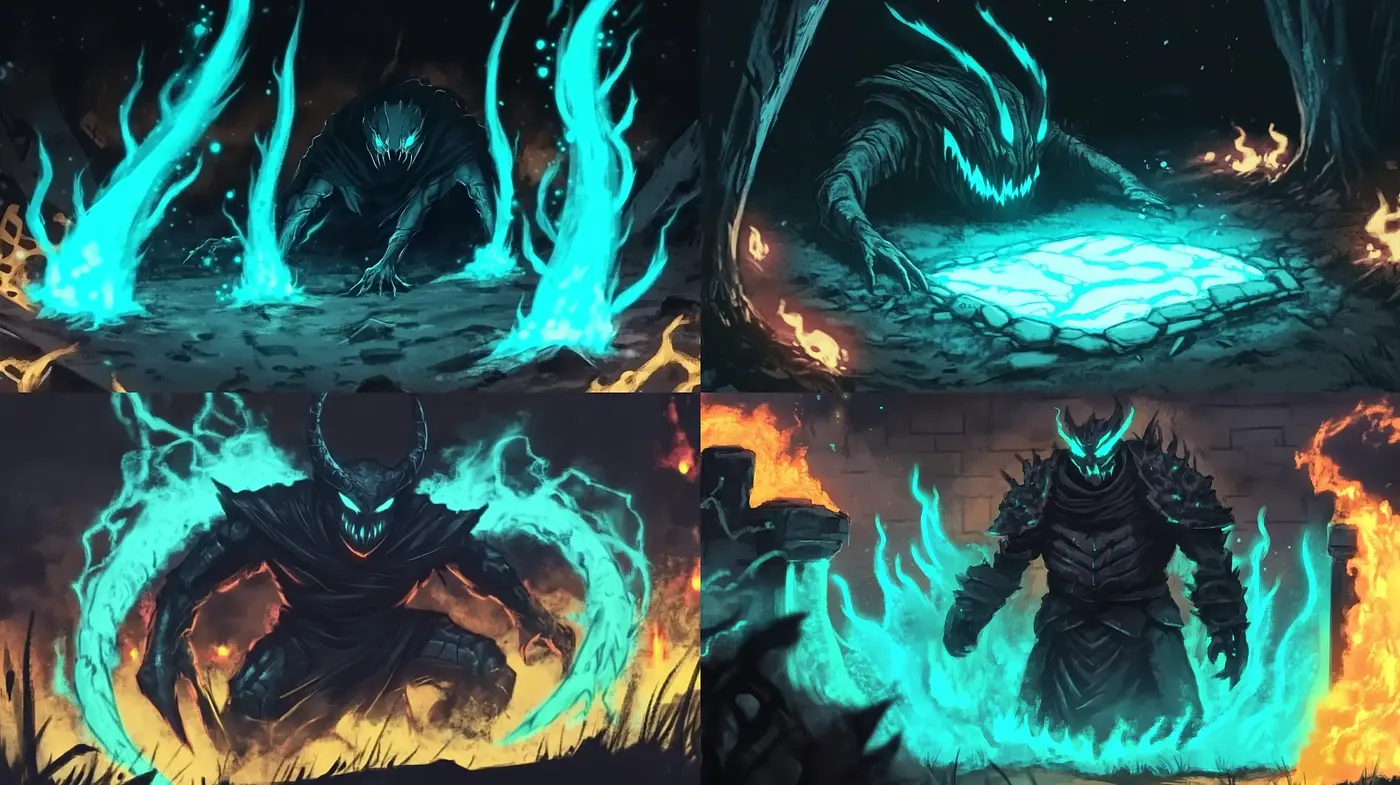 Spectral Flames and Eldritch Shadows: A Dark Fantasy Art Style - Midjourney sref style