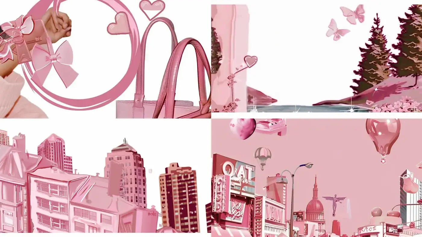 Whimsical Pink Aesthetic with Modern Urban Touches - Midjourney sref style