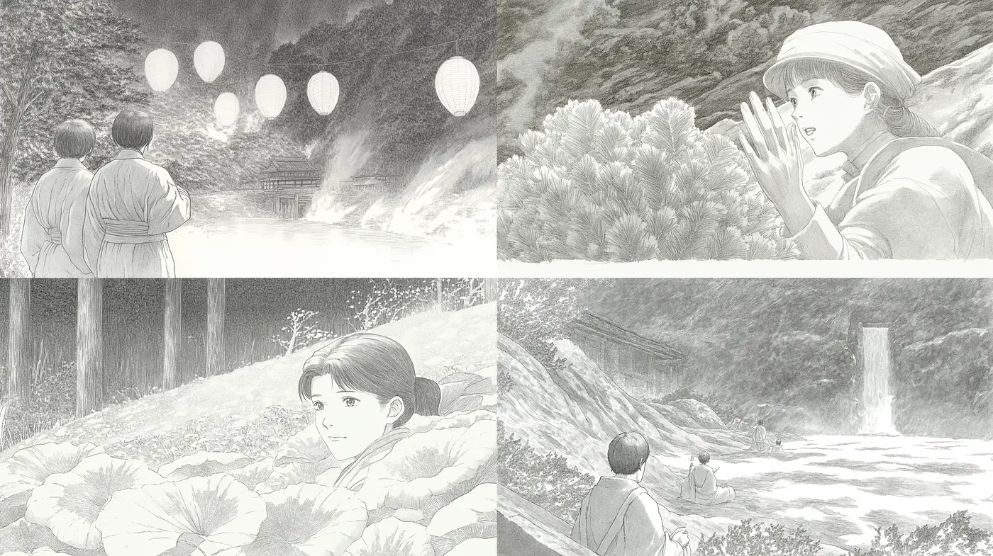 Monochromatic Serenity: Evoking Peaceful Japanese Countryside Scenes - Midjourney sref style
