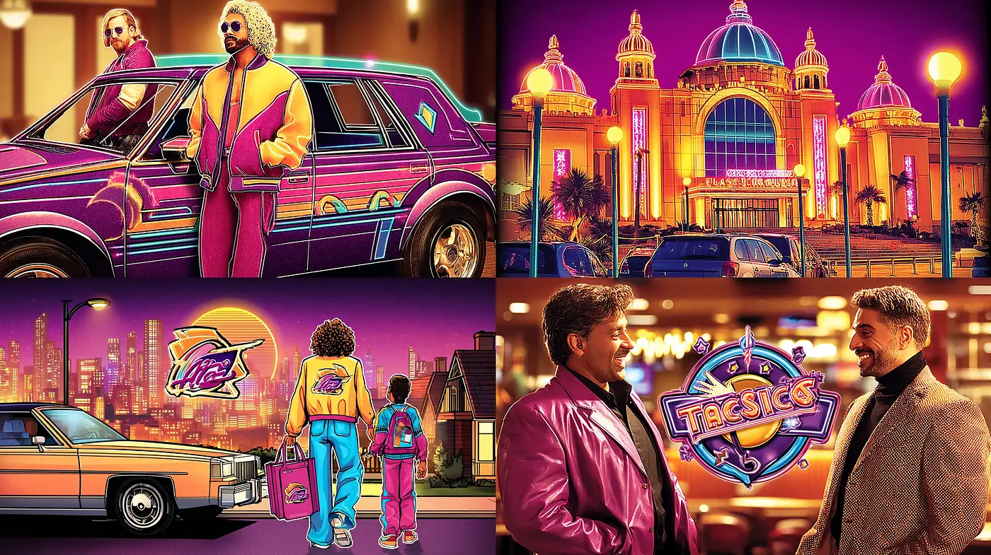 Vibrant Retro Futurism with Urban Flair - Midjourney sref style
