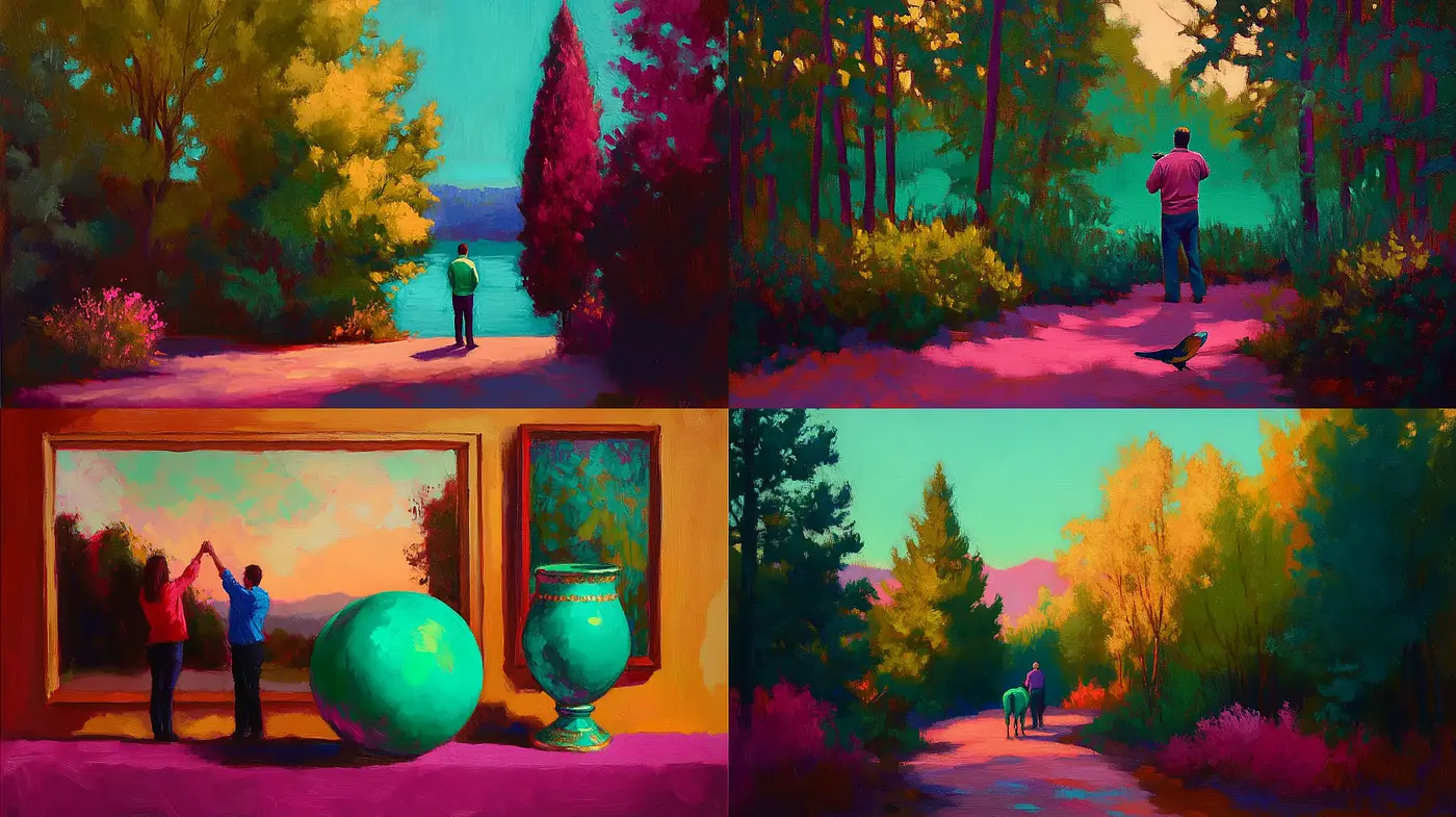 Luminous Twilight Hues in Whimsical Countryside - Midjourney sref style